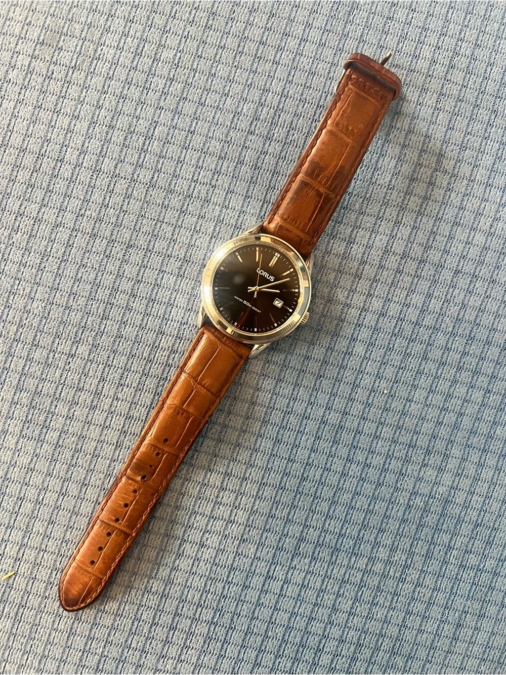 Lorus Men's Brown Leather Strap Watch - Brown Dial